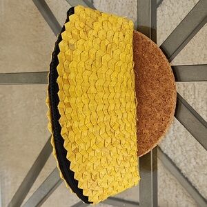 Yellow Straw Handwoven Summer Clutch Bag By Mosaiqe